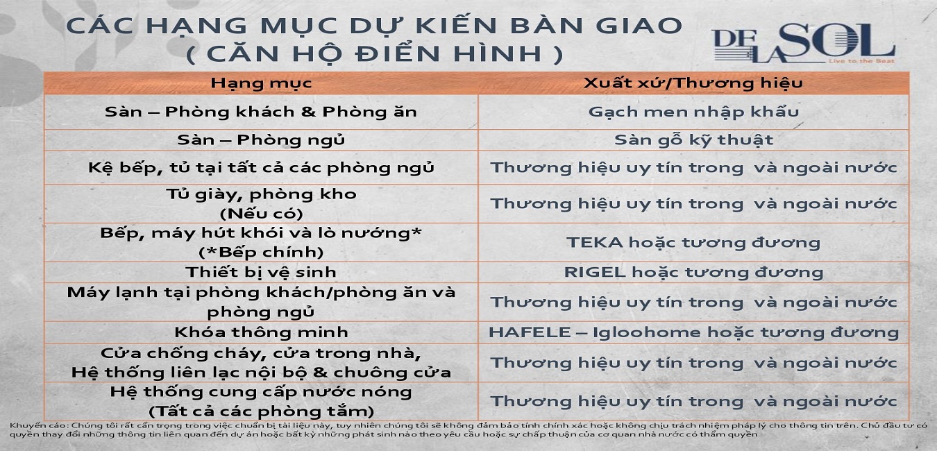 hạng mục bàn giao